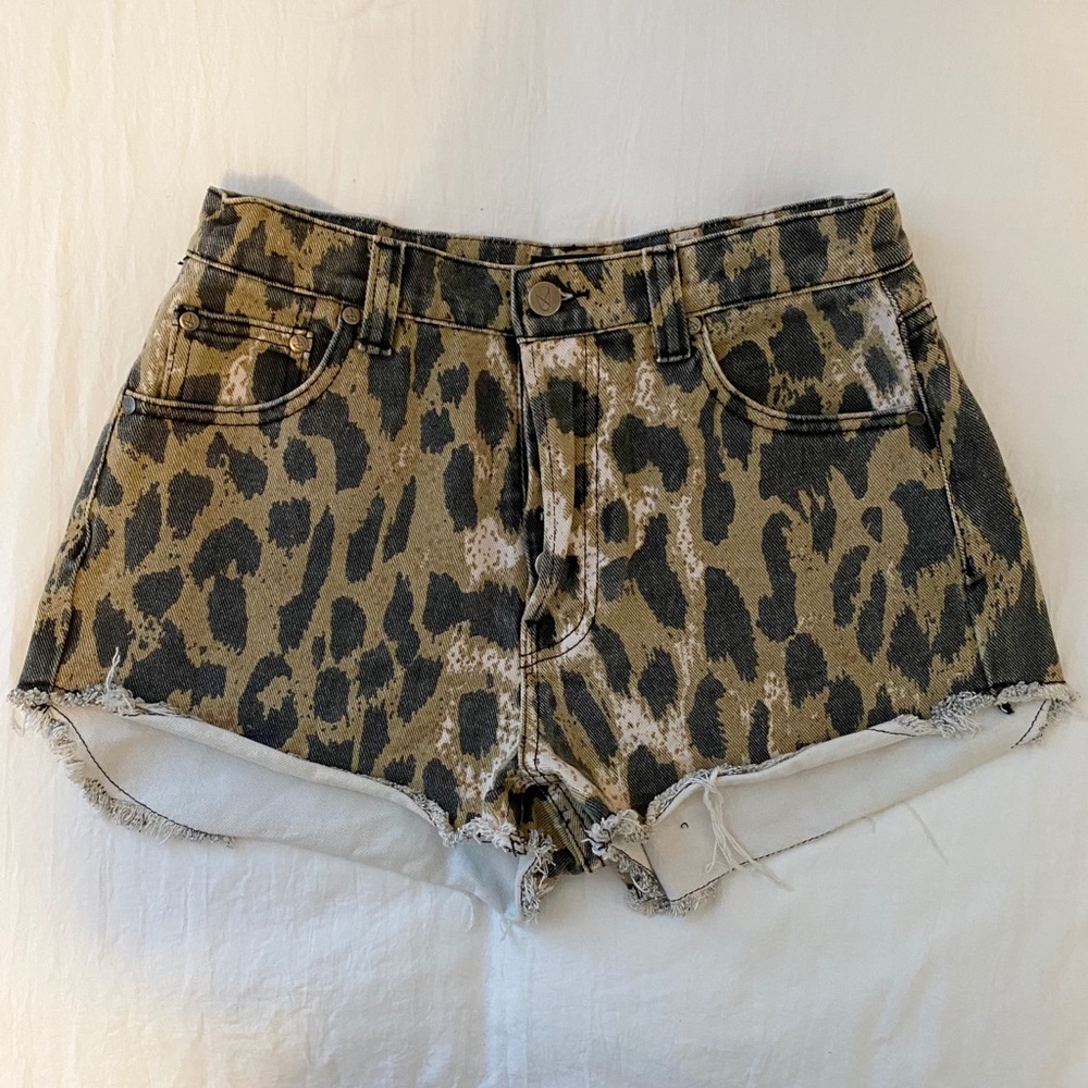 MINKPINK Leopard Denim Shorts